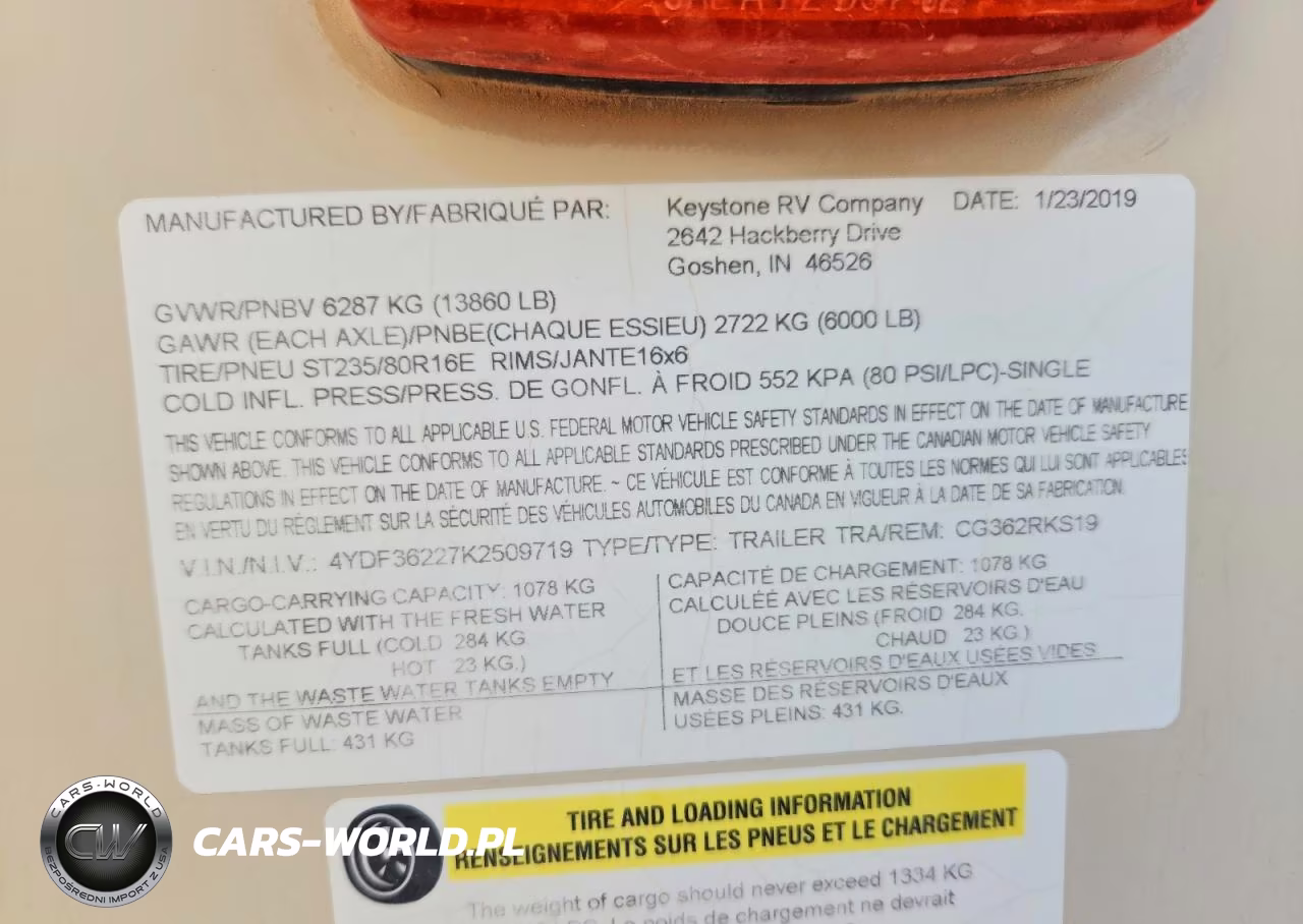 2019 Keystone Cougar Camper VIN:4YDF36227K2509719 - 10