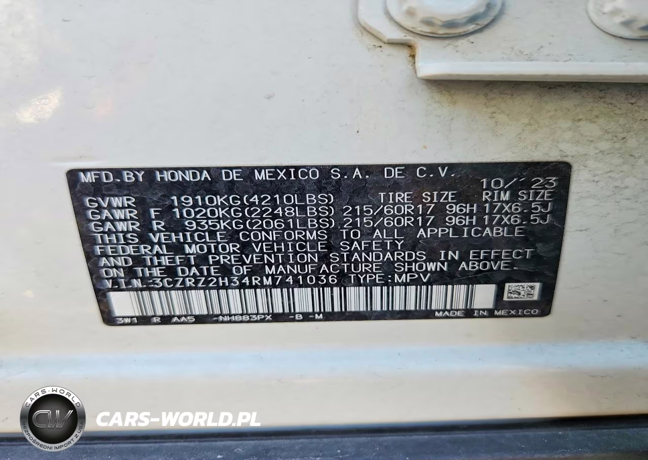 2024 Honda Hr-V Lx VIN:3CZRZ2H34RM741036 - 13
