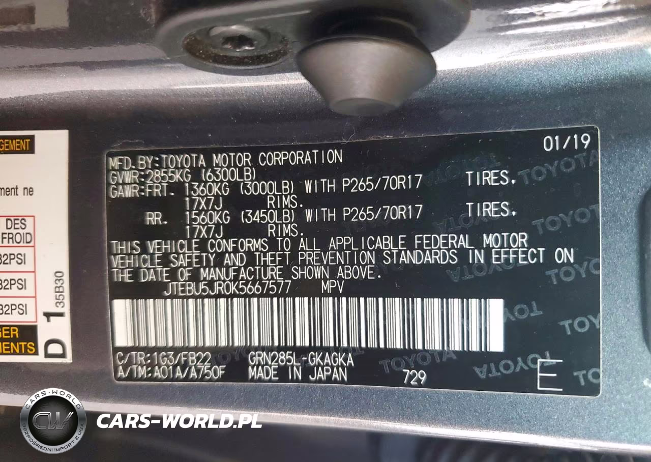 2019 Toyota 4Runner Sr5 VIN:JTEBU5JR0K5667577 - 12