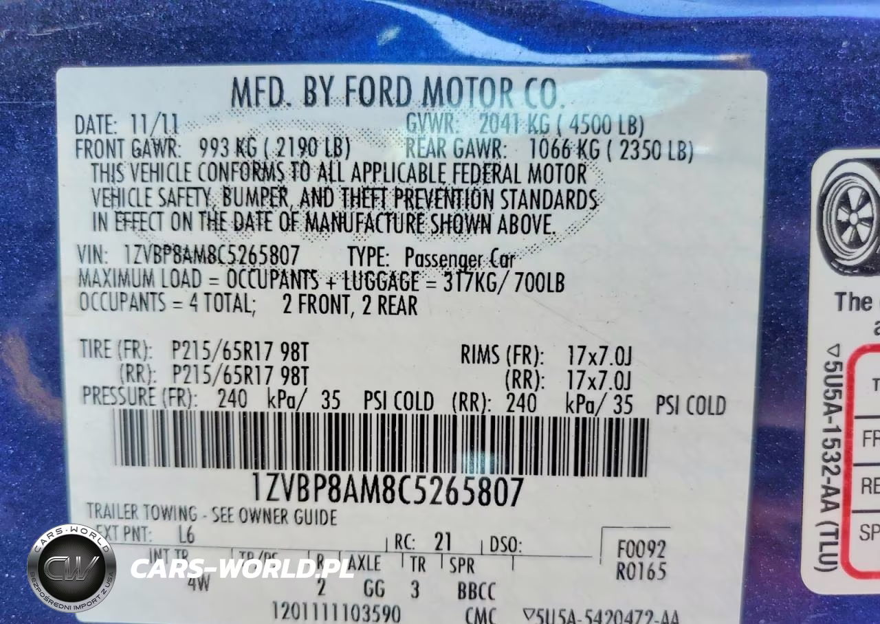 2012 Ford Mustang VIN:1ZVBP8AM8C5265807 - 13