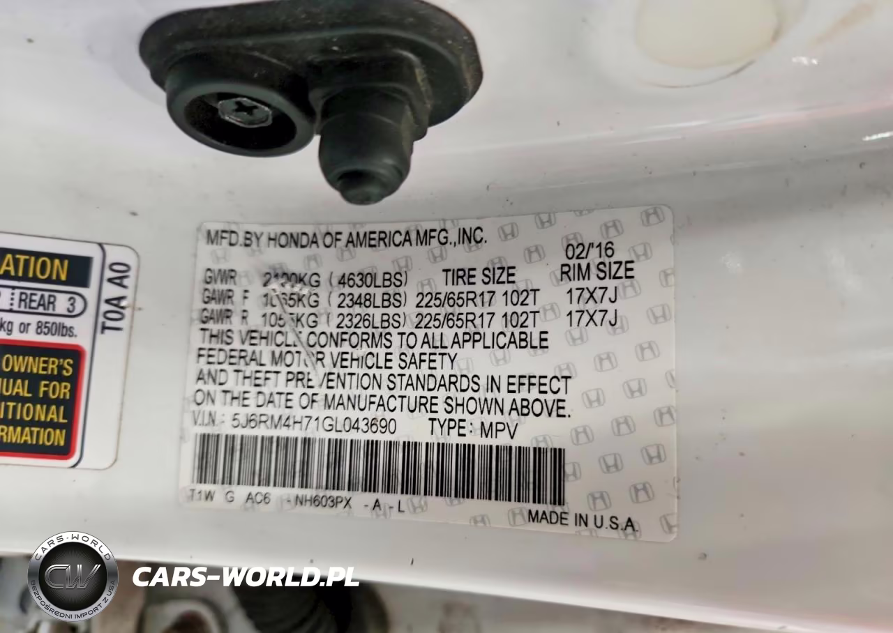 2016 Honda Cr-V Exl VIN:5J6RM4H71GL043690 - 13