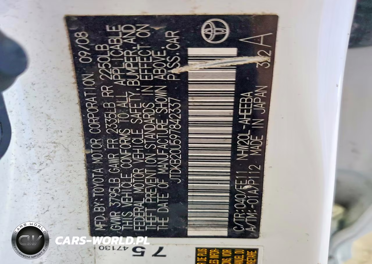 2009 Toyota Prius Base VIN:JTDKB20U597842337 - 12