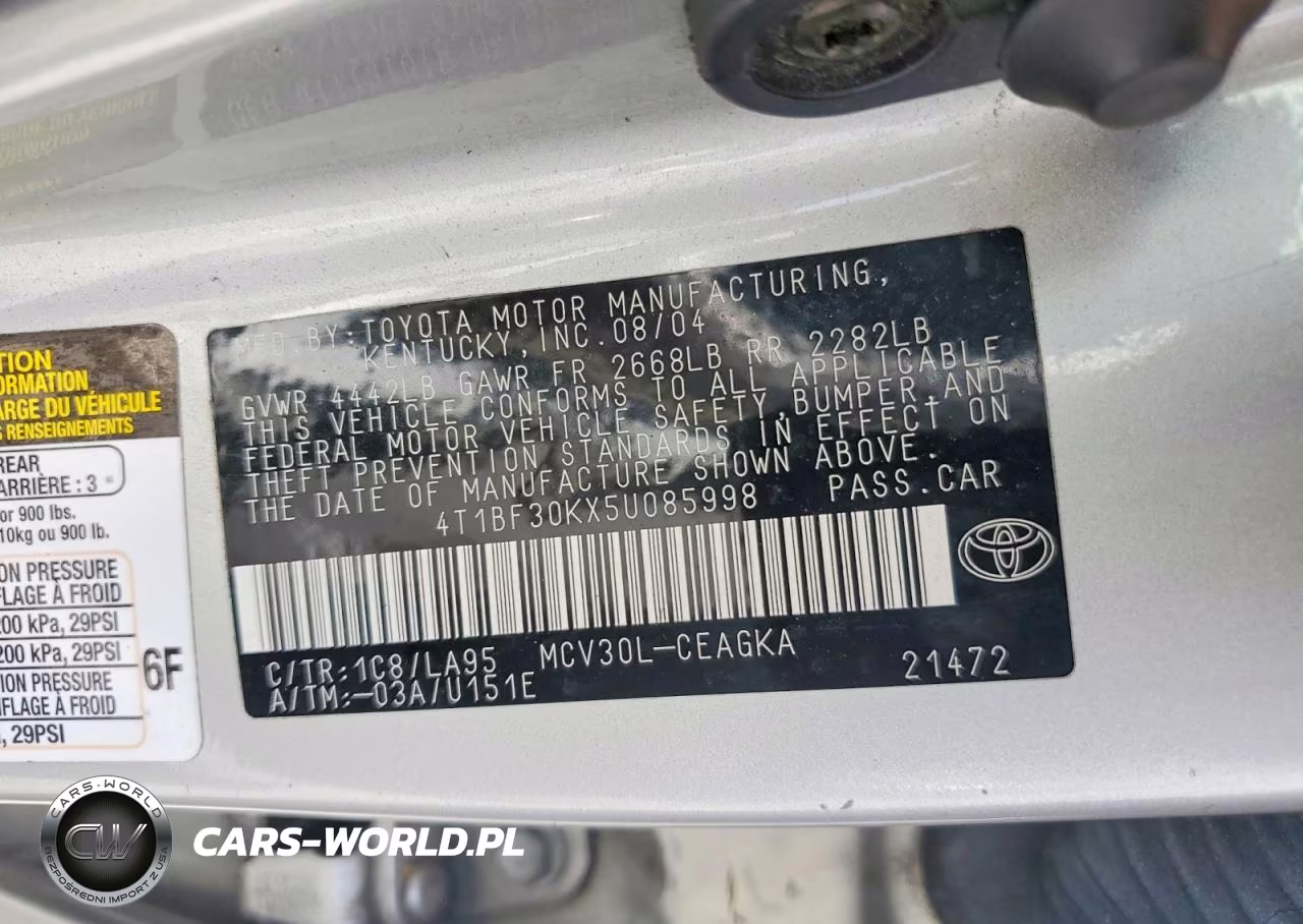 2005 Toyota Camry Xle V6 VIN:4T1BF30KX5U085998 - 12