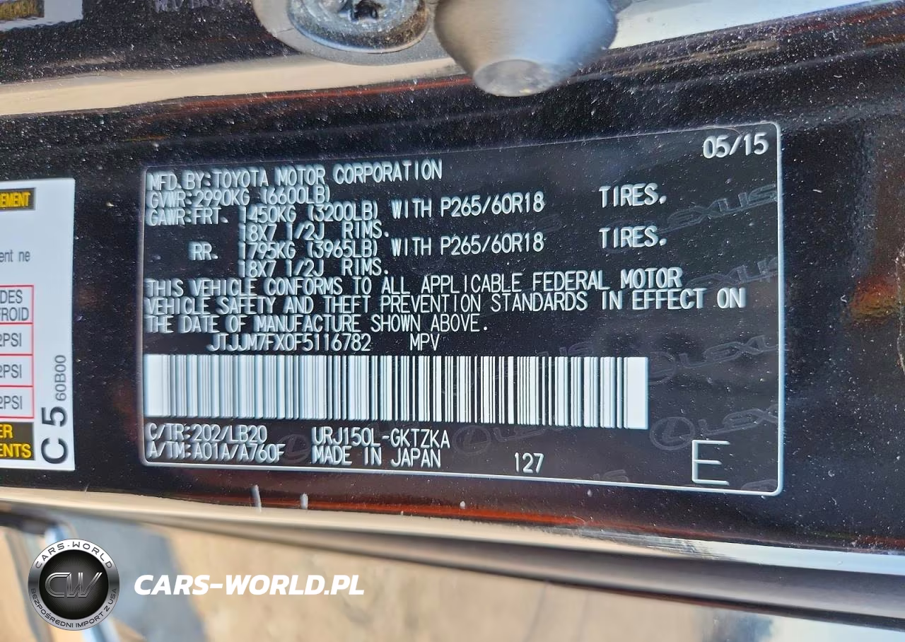 2015 Lexus Gx 460 Premium VIN:JTJJM7FX0F5116782 - 13