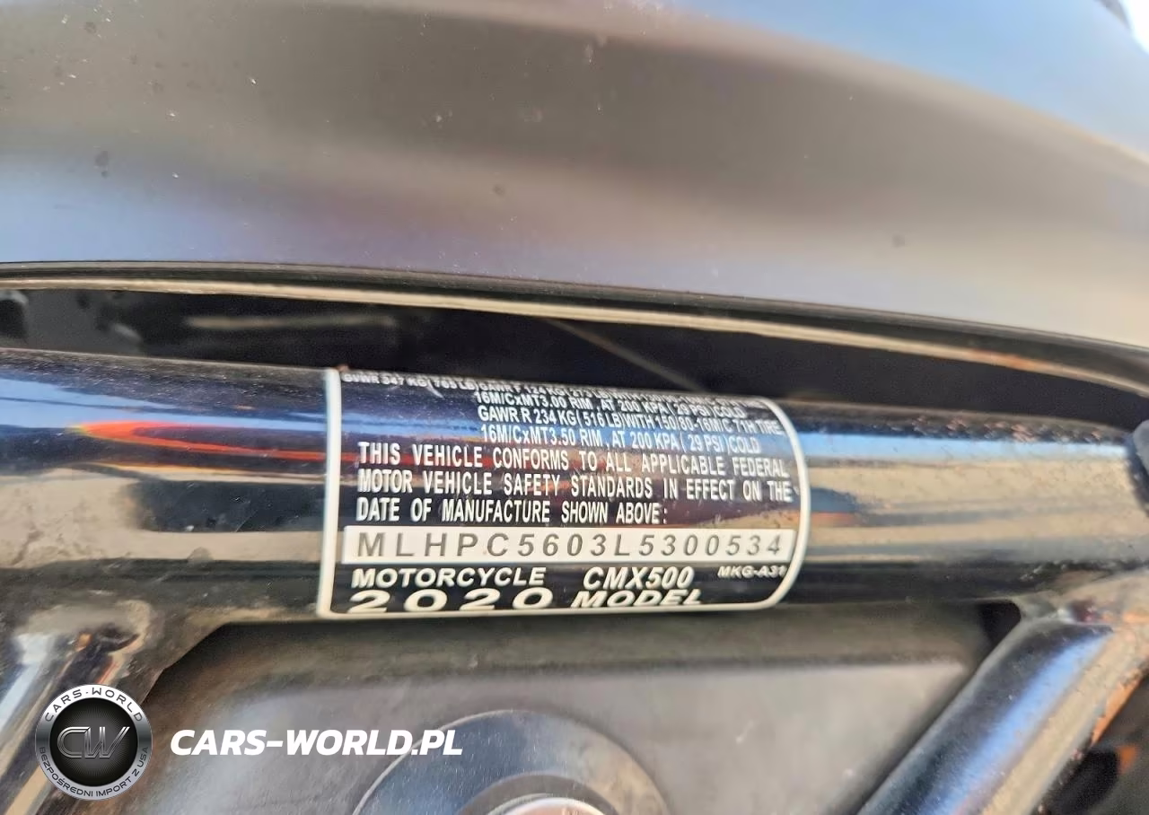 2020 Honda Cmx500 VIN:MLHPC5603L5300534 - 8