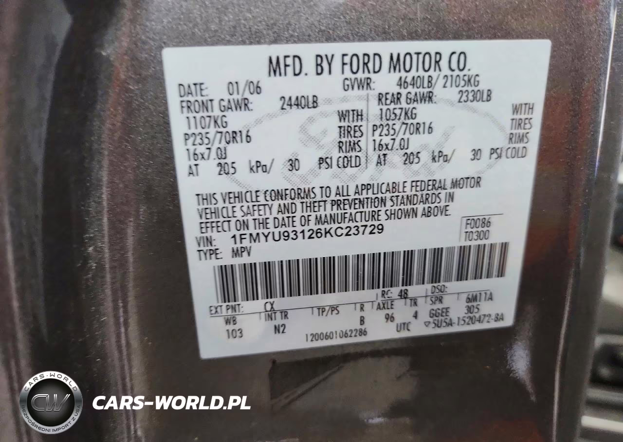 2006 Ford Escape Xlt VIN:1FMYU93126KC23729 - 13