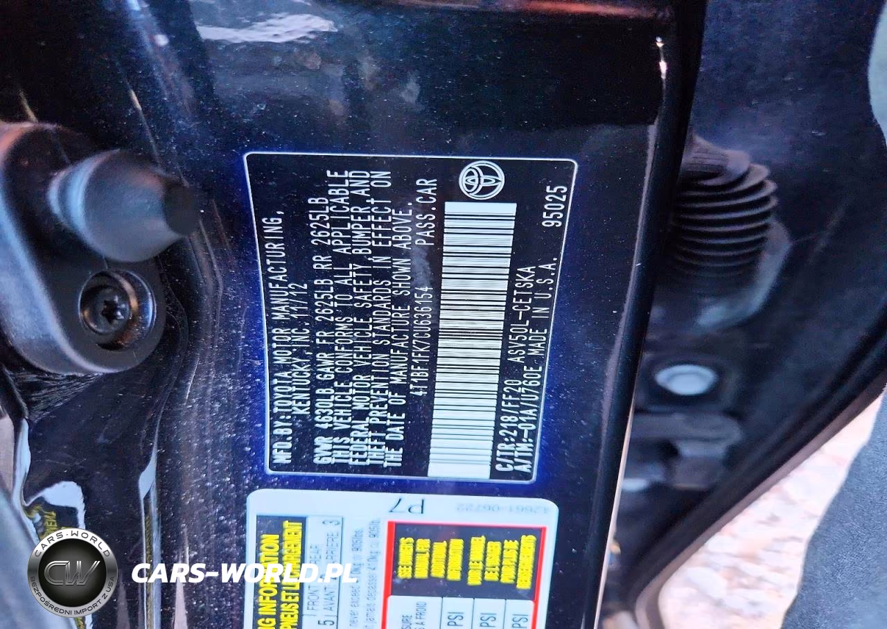 2012 Toyota Camry L VIN:4T1BF1FK7CU636154 - 12
