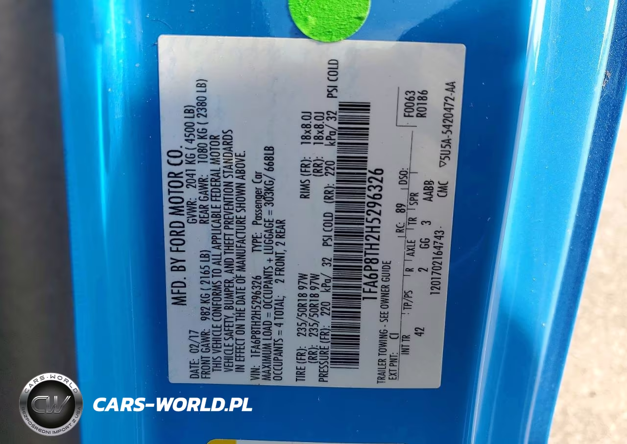 2017 Ford Mustang VIN:1FA6P8TH2H5296326 - 12