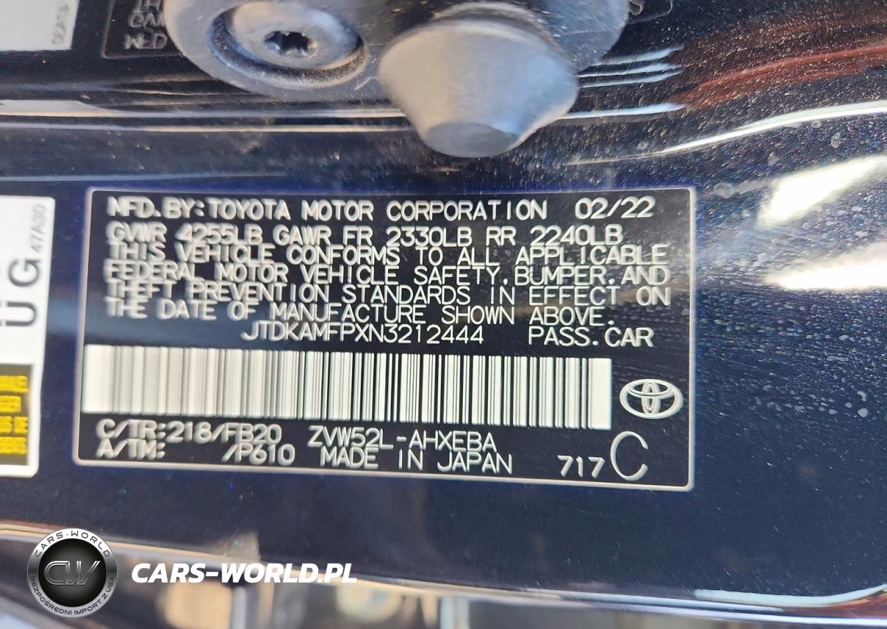 2022 Toyota Prius Prime Le VIN:JTDKAMFPXN3212444 - 12