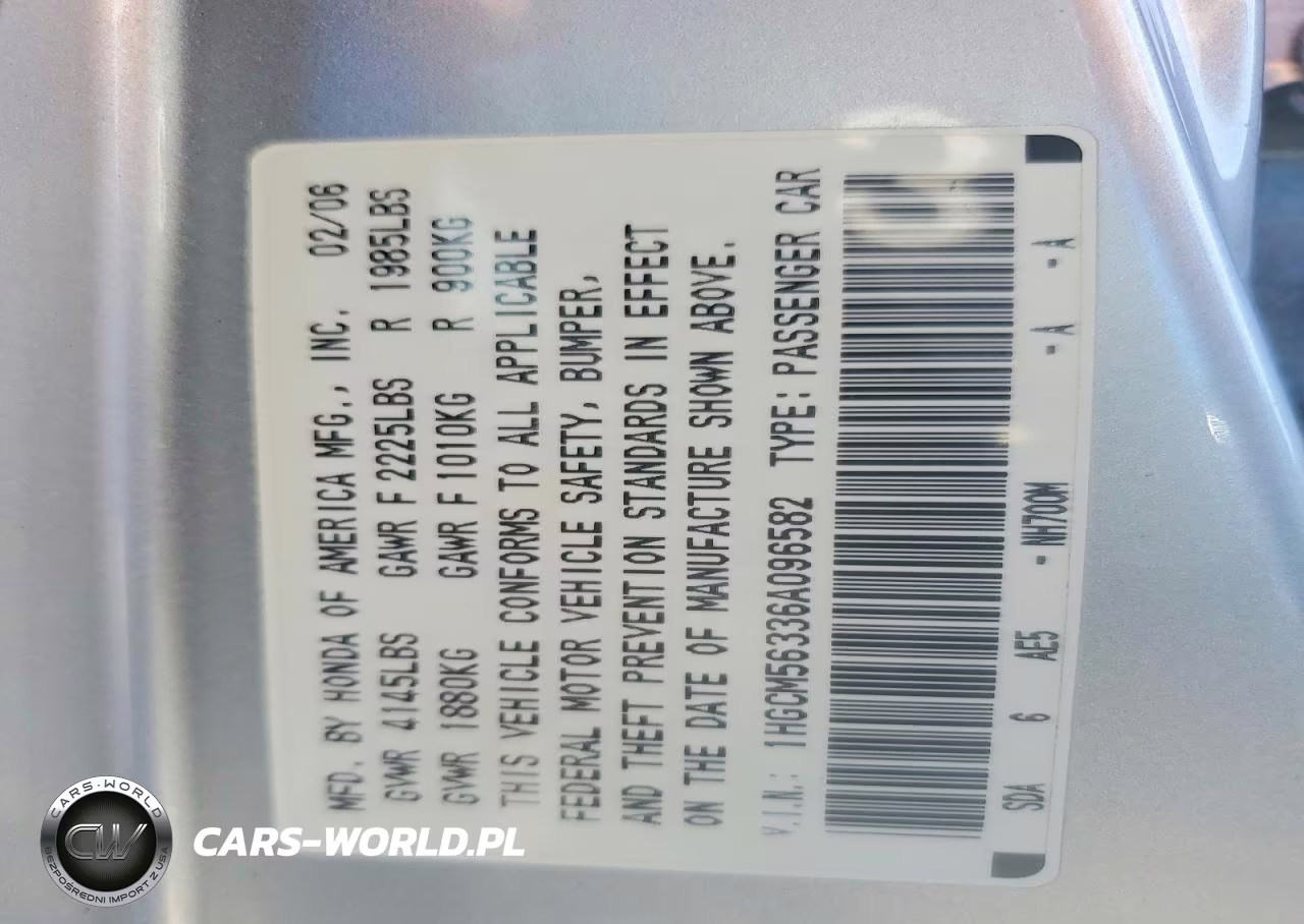 2006 Honda Accord Se VIN:1HGCM56336A096582 - 12