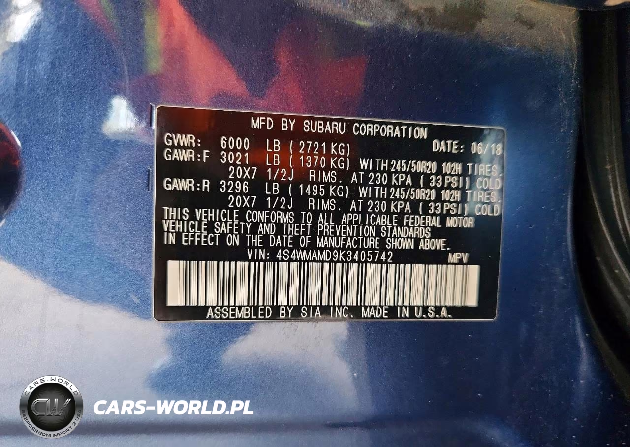 2019 Subaru Ascent Limited VIN:4S4WMAMD9K3405742 - 14