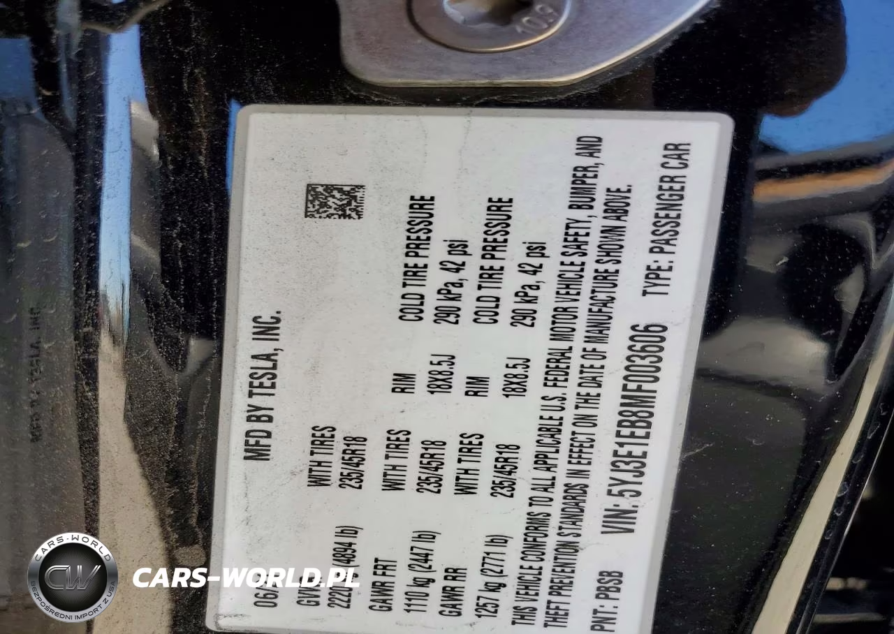 2021 Tesla Model 3 VIN:5YJ3E1EB8MF003606 - 13