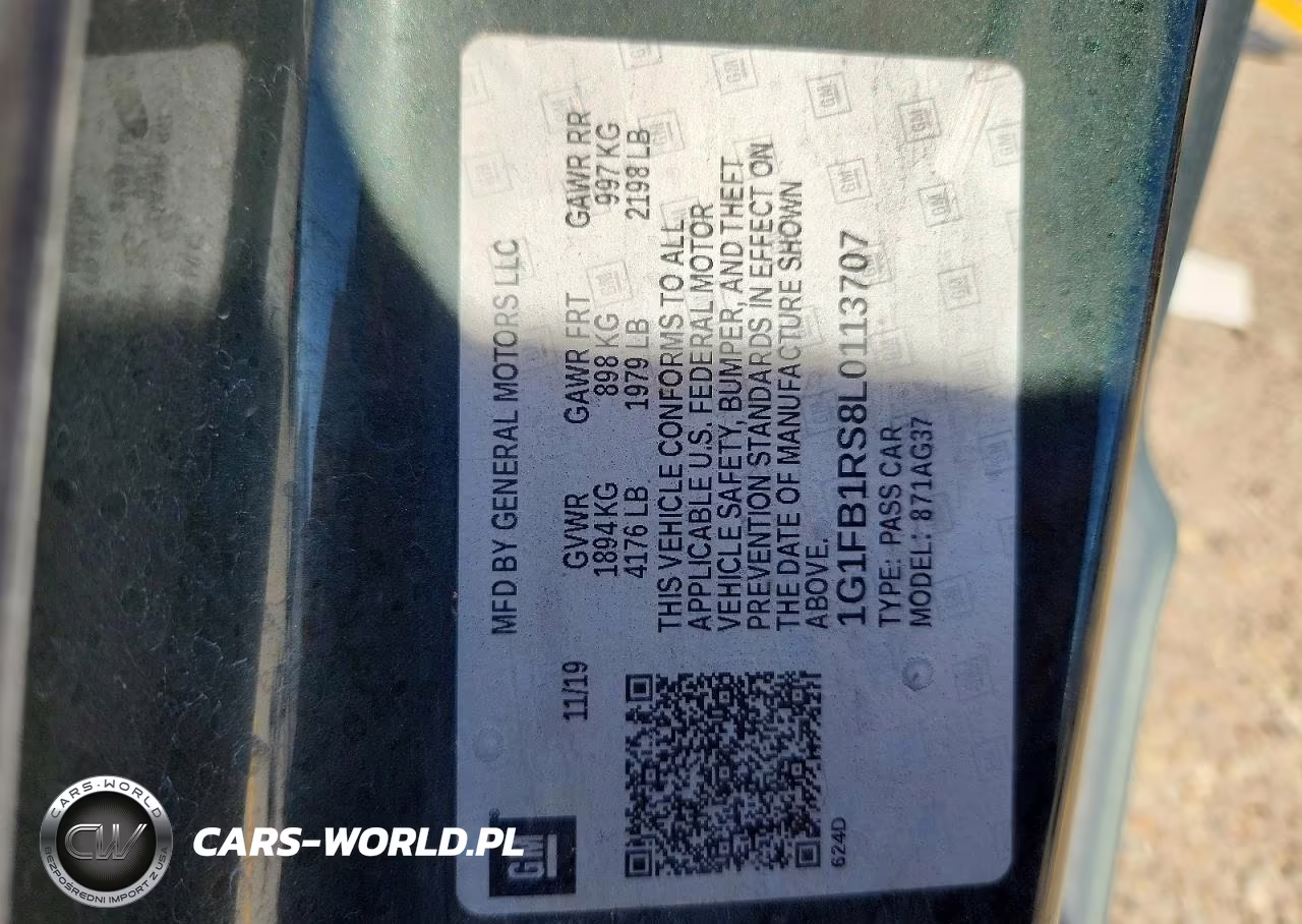 2020 Chevrolet Camaro Ls VIN:1G1FB1RS8L0113707 - 12