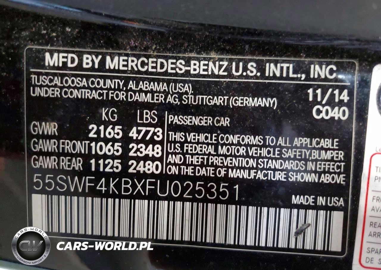 2015 Mercedes-Benz C 300 4Matic VIN:55SWF4KBXFU025351 - 12