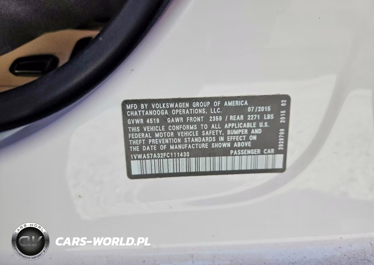 2015 Volkswagen Passat S VIN:1VWAS7A32FC111430 - 12