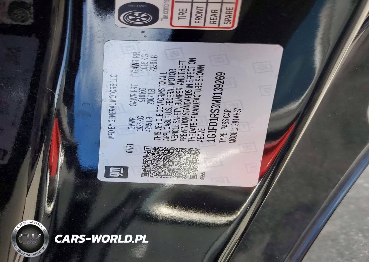 2021 Chevrolet Camaro Lt VIN:1G1FD1RS3M0139269 - 12