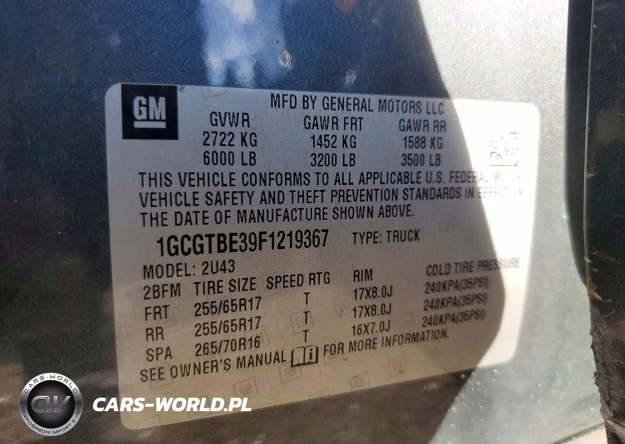 2015 Chevrolet Colorado Lt VIN:1GCGTBE39F1219367 - 12