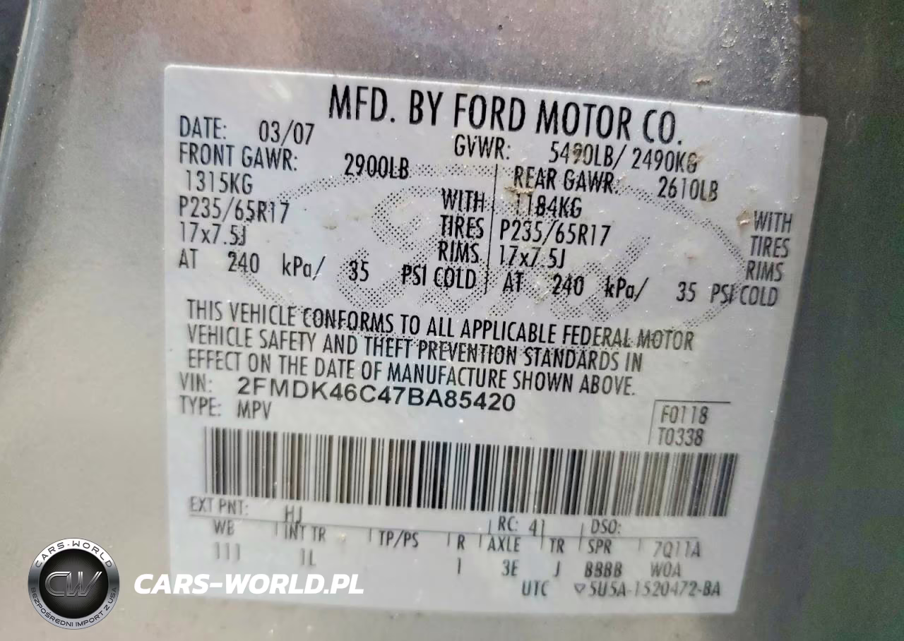 2007 Ford Edge Se VIN:2FMDK46C47BA85420 - 13