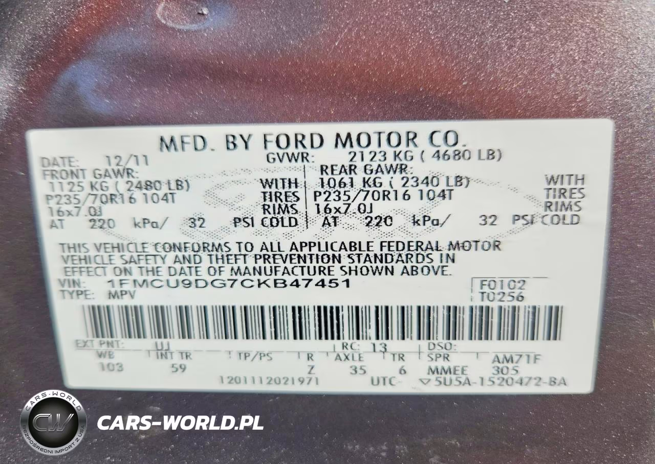 2012 Ford Escape Xlt VIN:1FMCU9DG7CKB47451 - 13
