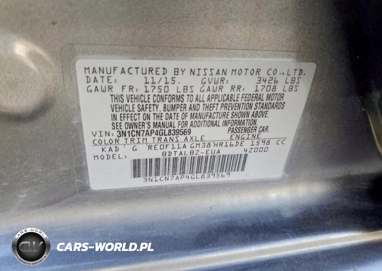 2016 Nissan Versa 1.6 Sv VIN:3N1CN7AP4GL839569 - 12