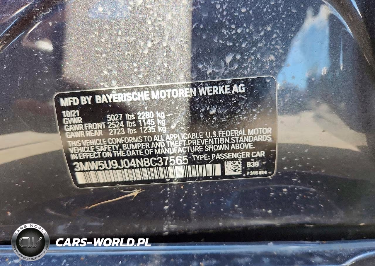 2022 BMW M340Xi VIN:3MW5U9J04N8C37565 - 13