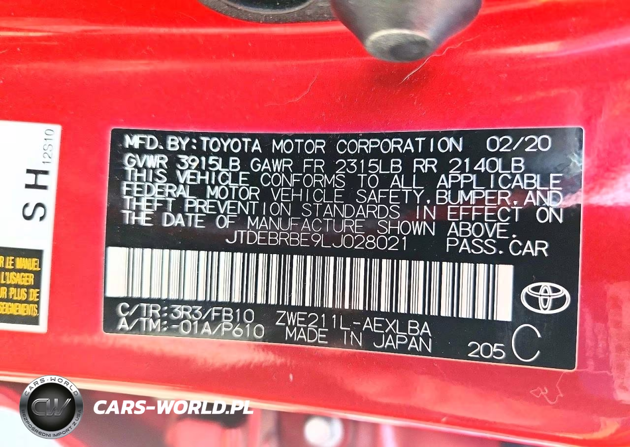 2020 Toyota Corolla Hybrid Le VIN:JTDEBRBE9LJ028021 - 12