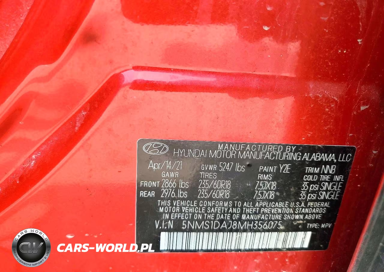 2021 Hyundai Santa Fe Se VIN:5NMS1DAJ8MH356075 - 13