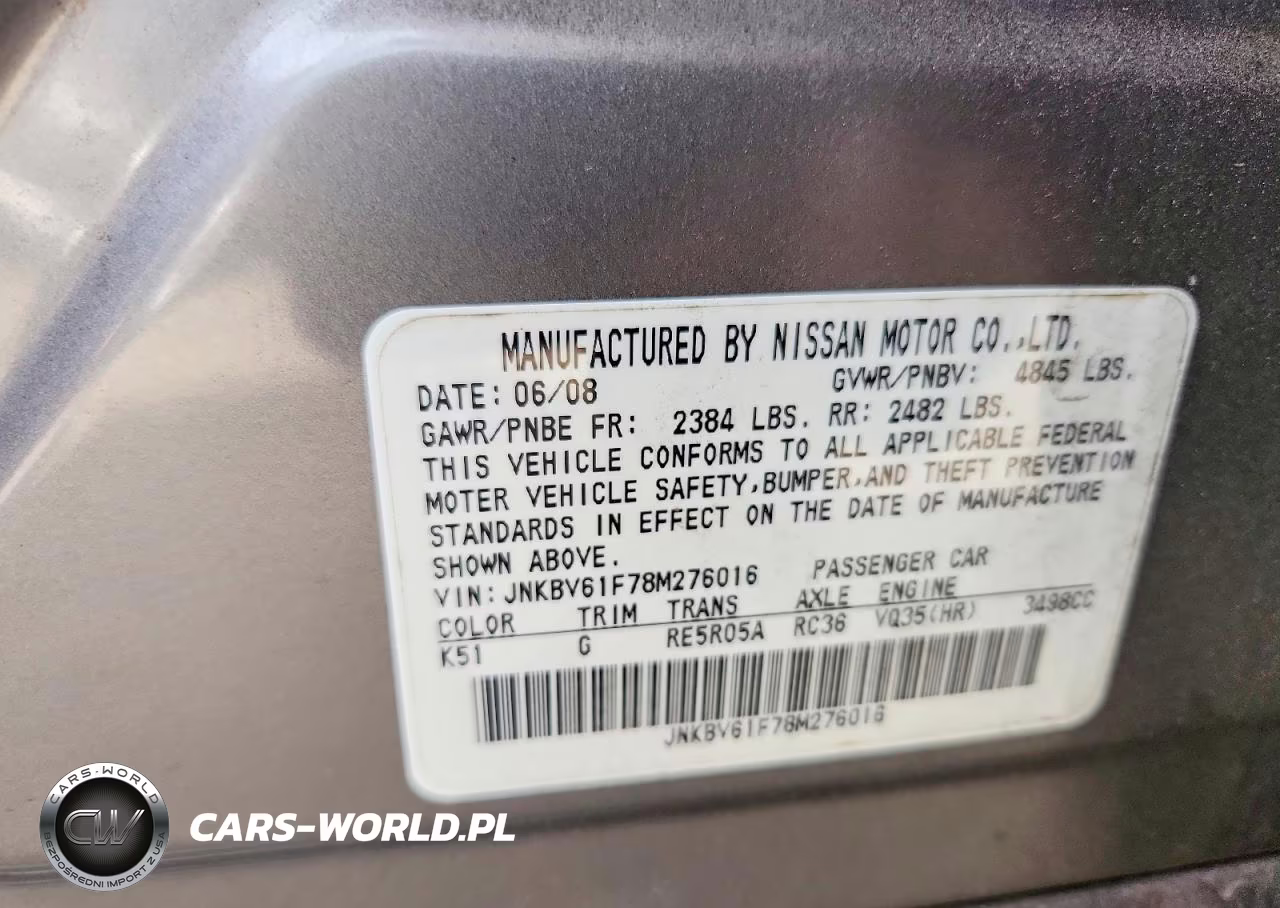 2008 Infiniti G35 X VIN:JNKBV61F78M276016 - 12