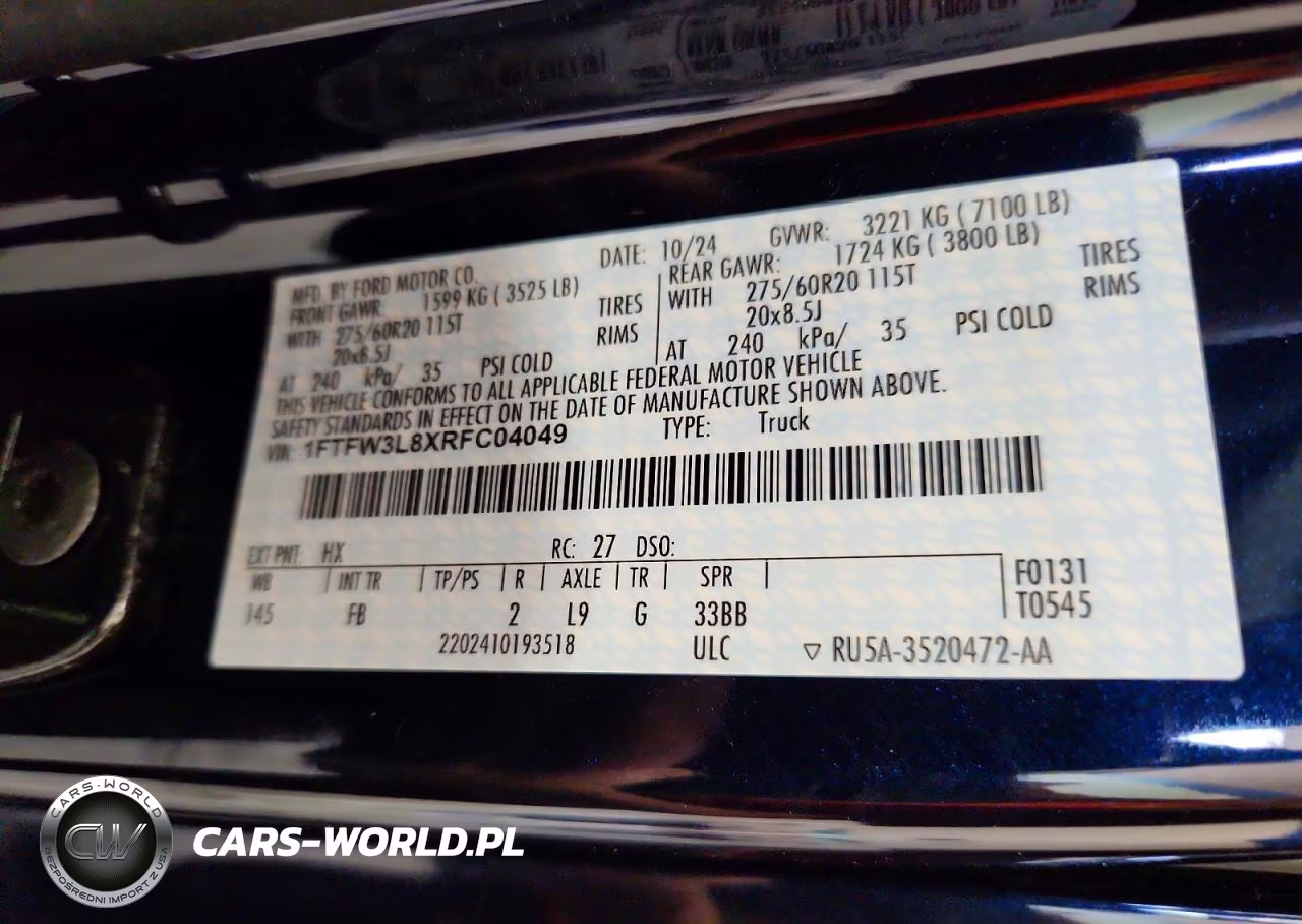 2024 Ford F150 Xlt VIN:1FTFW3L8XRFC04049 - 12