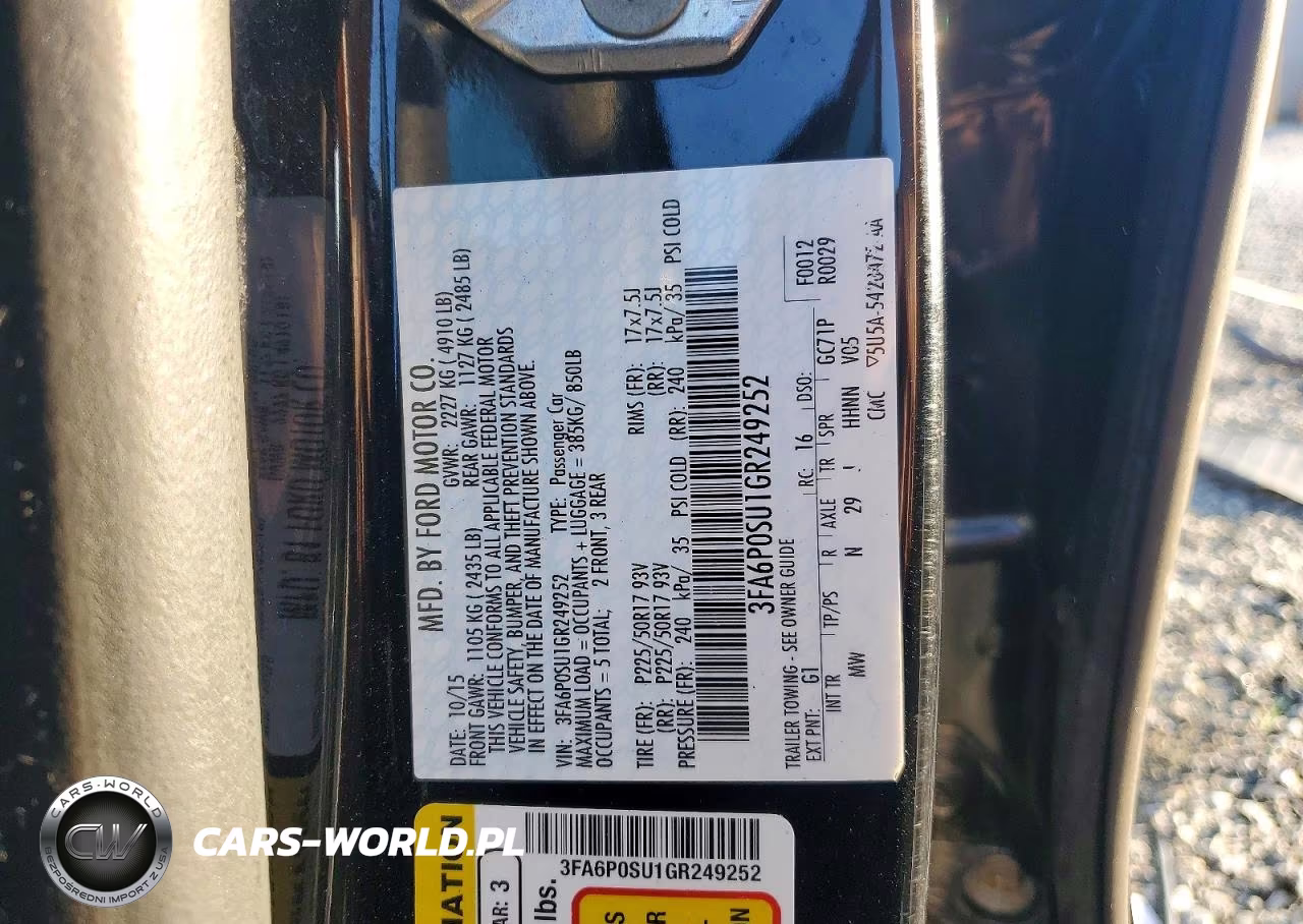 2016 Ford Fusion Titanium Phev VIN:3FA6P0SU1GR249252 - 12