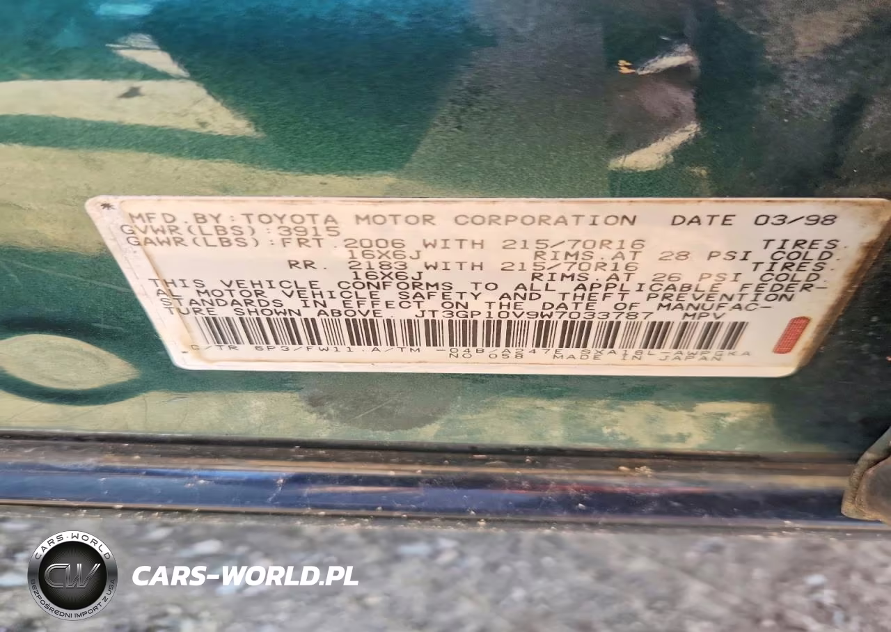 1998 Toyota Rav4 Base VIN:JT3GP10V9W7033787 - 13