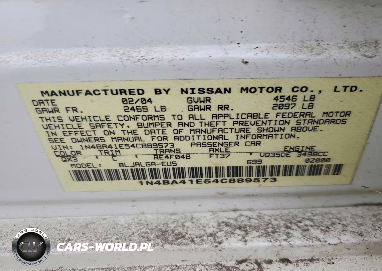 2004 Nissan Maxima 3.5 Se VIN:1N4BA41E54C889573 - 12
