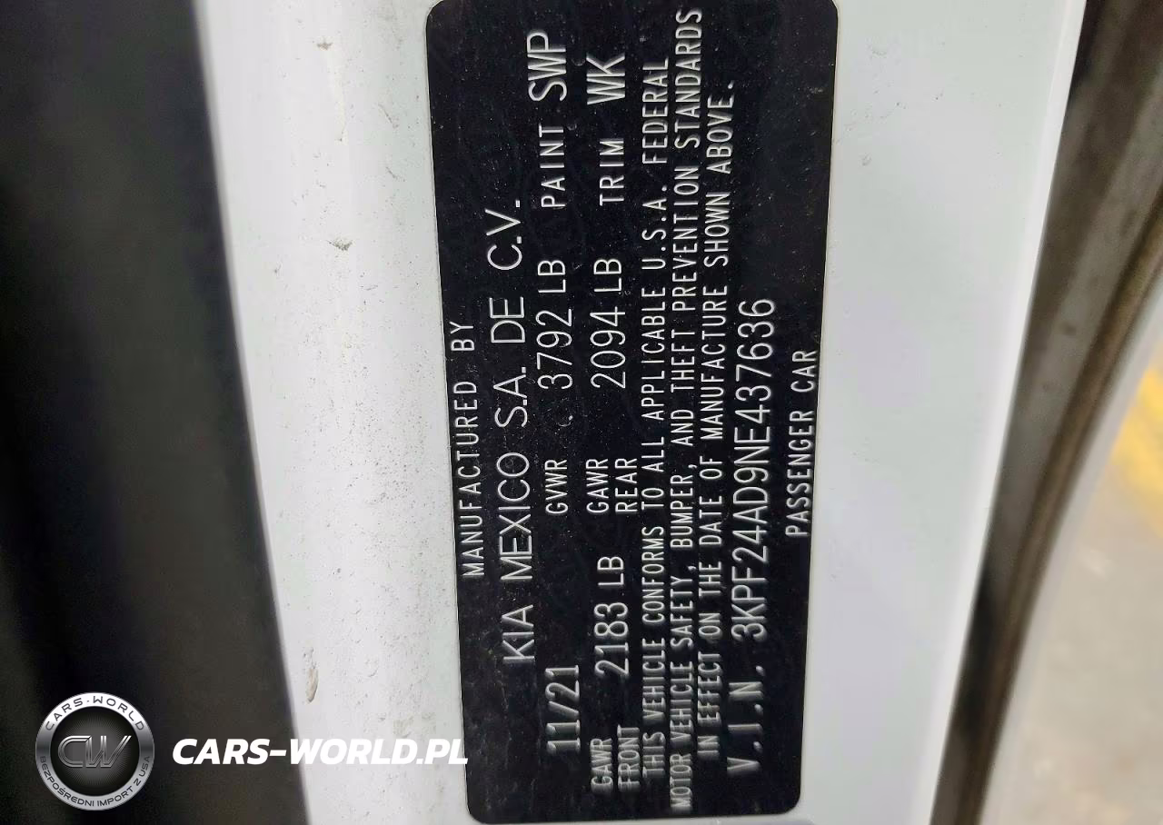 2022 Kia Forte Lxs VIN:3KPF24AD9NE437636 - 12