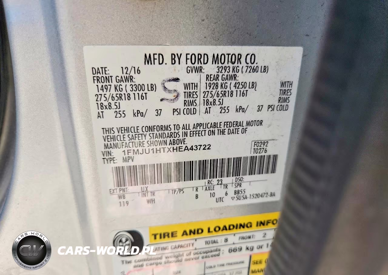2017 Ford Expedition Xlt VIN:1FMJU1HTXHEA43722 - 13
