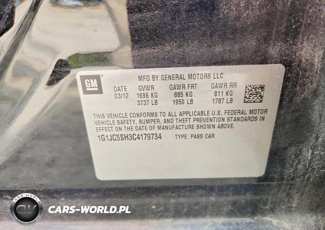 2012 Chevrolet Sonic Lt VIN:1G1JC5SH3C4179734 - 12