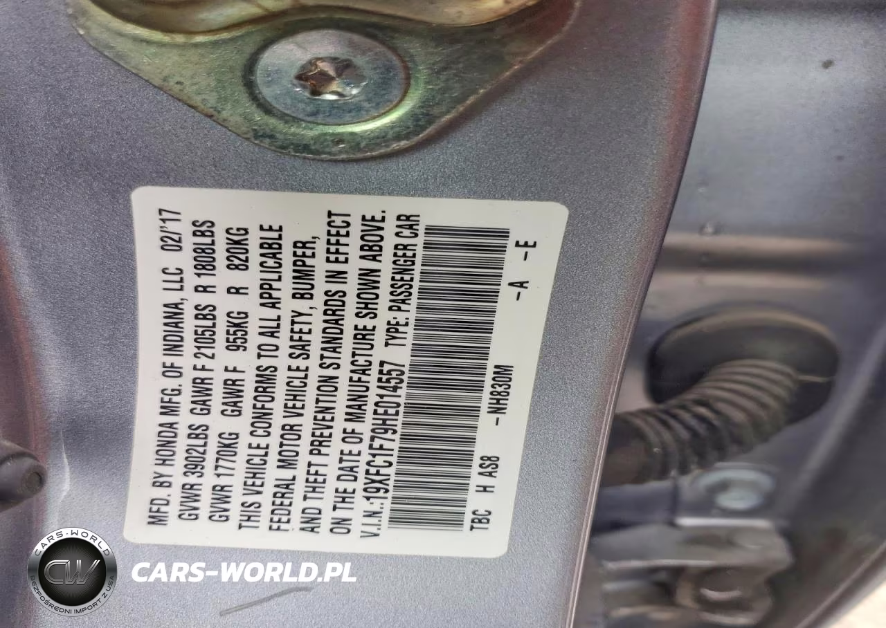 2017 Honda Civic Exl VIN:19XFC1F79HE014557 - 13