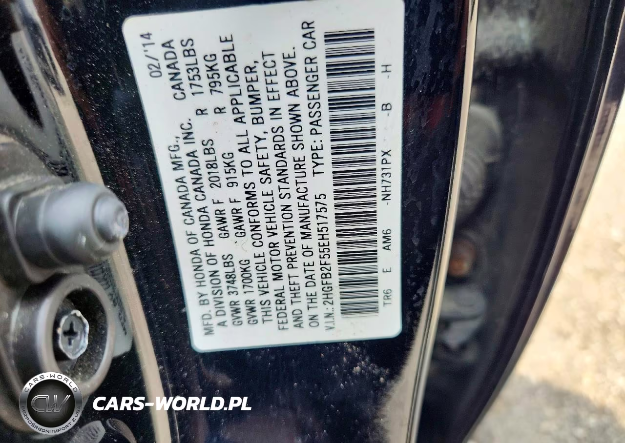 2014 Honda Civic Lx VIN:2HGFB2F55EH517575 - 12