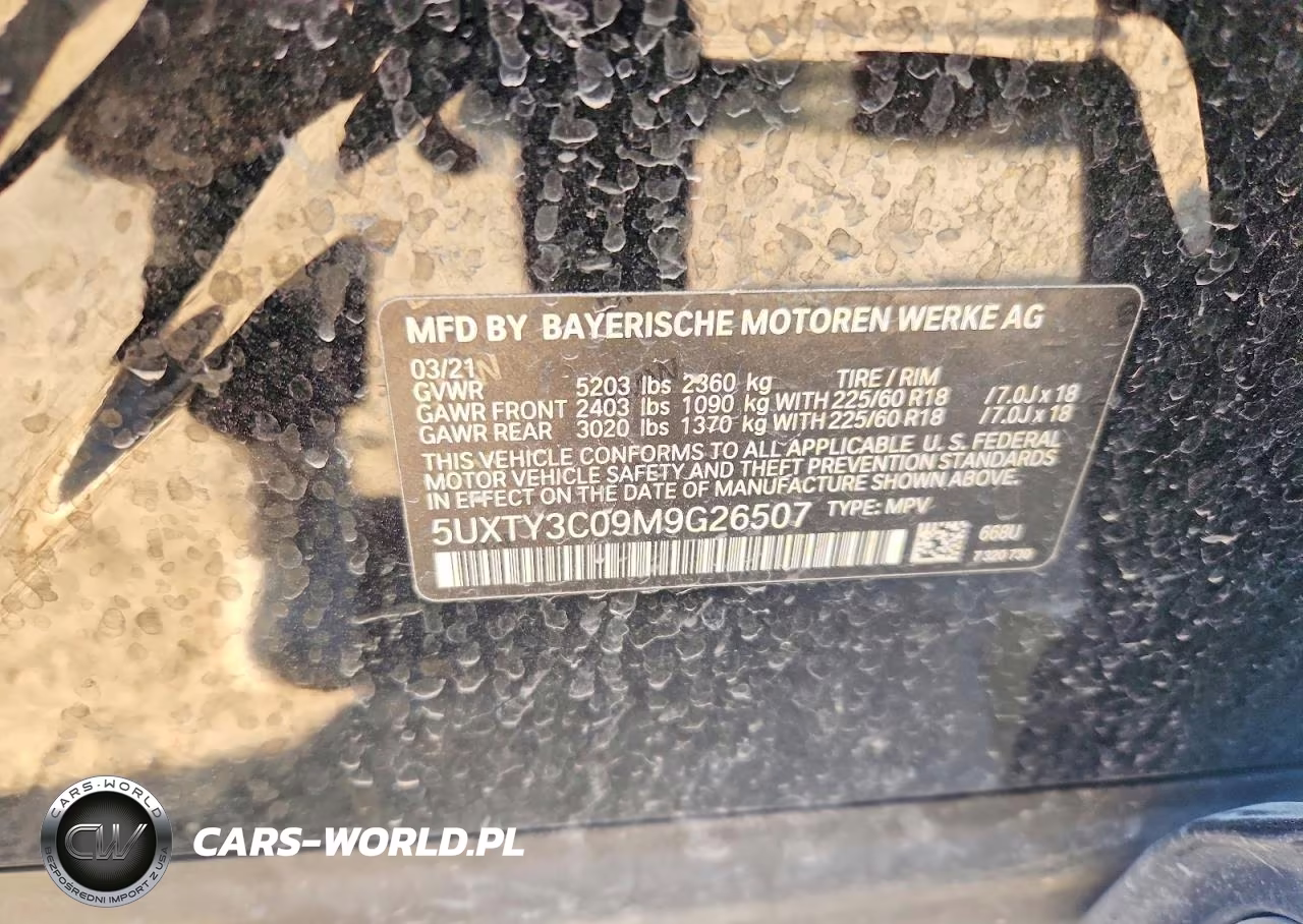 2021 BMW X3 Sdrive30I VIN:5UXTY3C09M9G26507 - 13