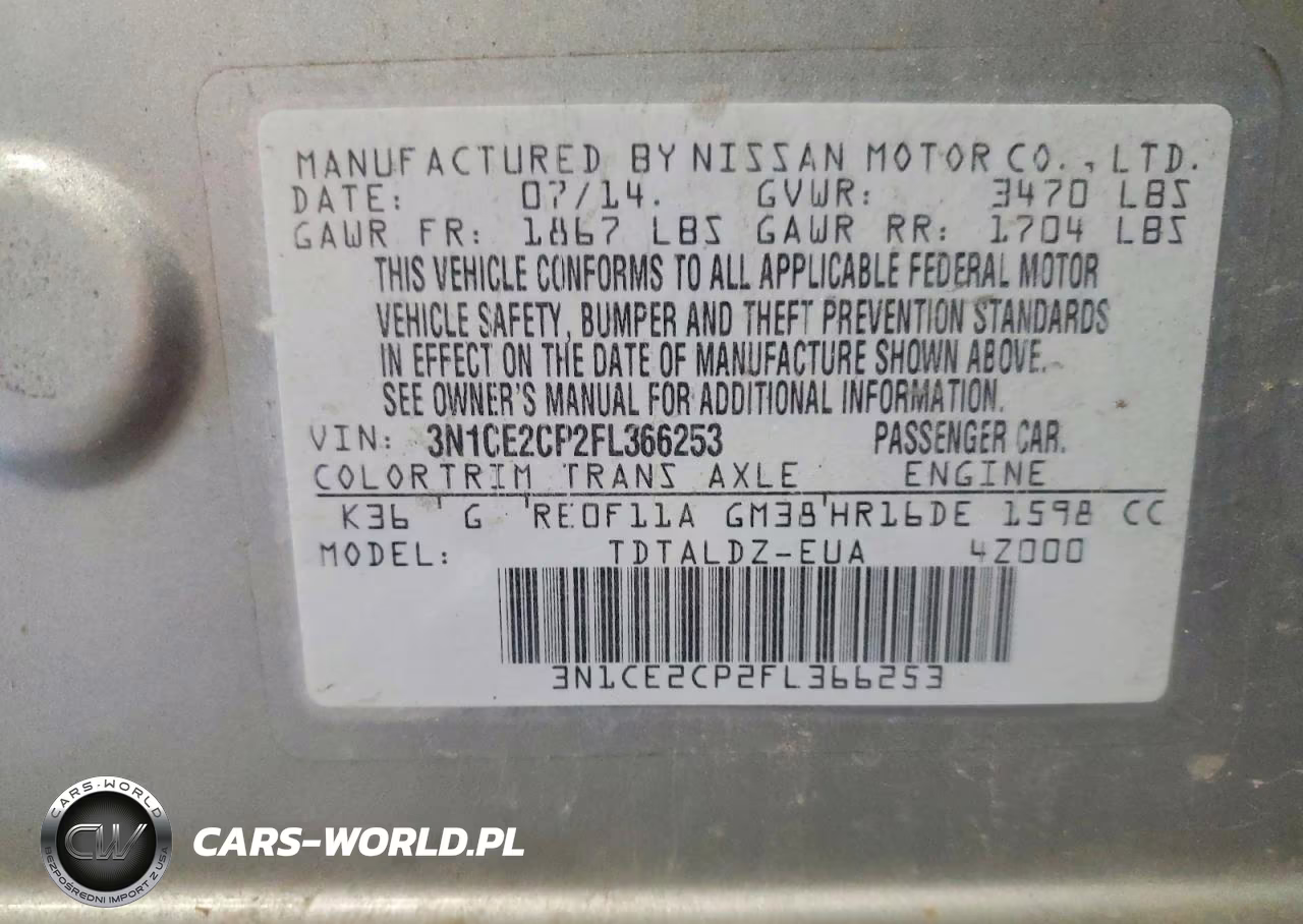 2015 Nissan Versa Note Sv VIN:3N1CE2CP2FL366253 - 12