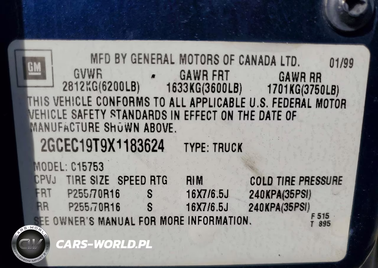 1999 Chevrolet Silverado C1500 VIN:2GCEC19T9X1183624 - 12