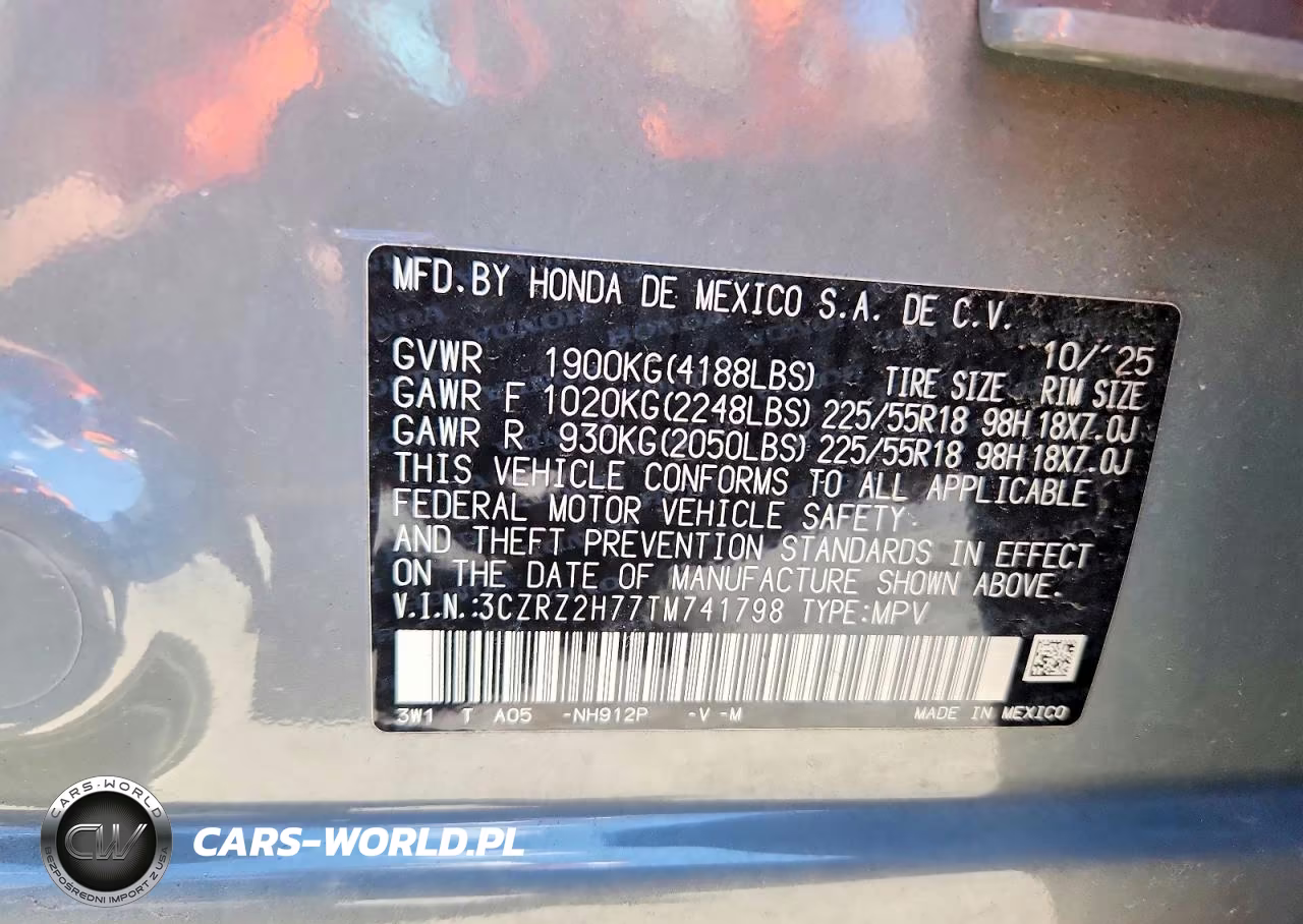 2026 Honda Hr-V Exl VIN:3CZRZ2H77TM741798 - 13