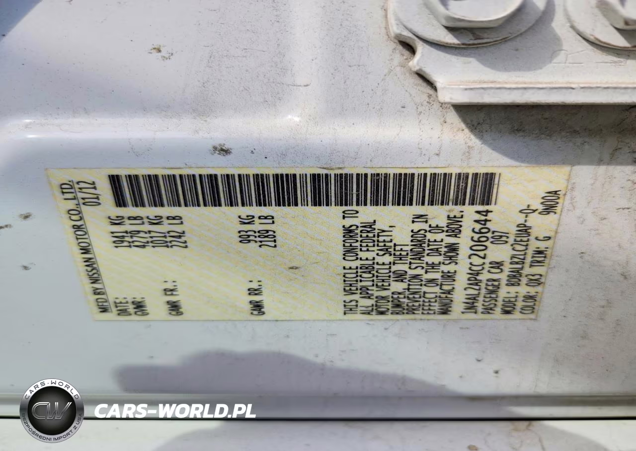 2012 Nissan Altima 2.5 VIN:1N4AL2AP4CC206644 - 12