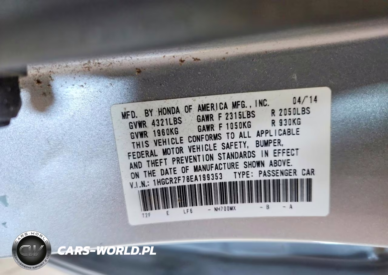 2014 Honda Accord Ex VIN:1HGCR2F78EA199353 - 12