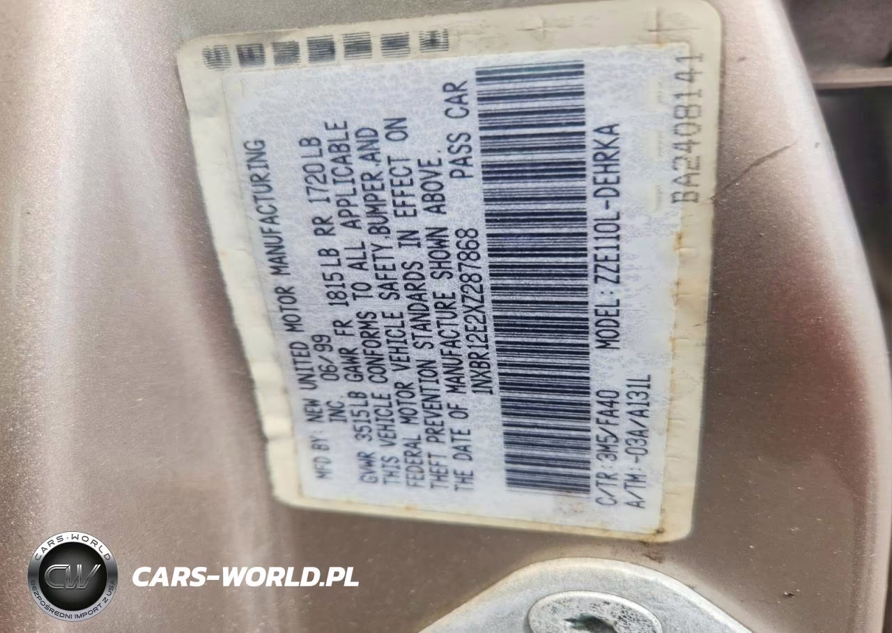 1999 Toyota Corolla Ve VIN:1NXBR12E2XZ287868 - 13