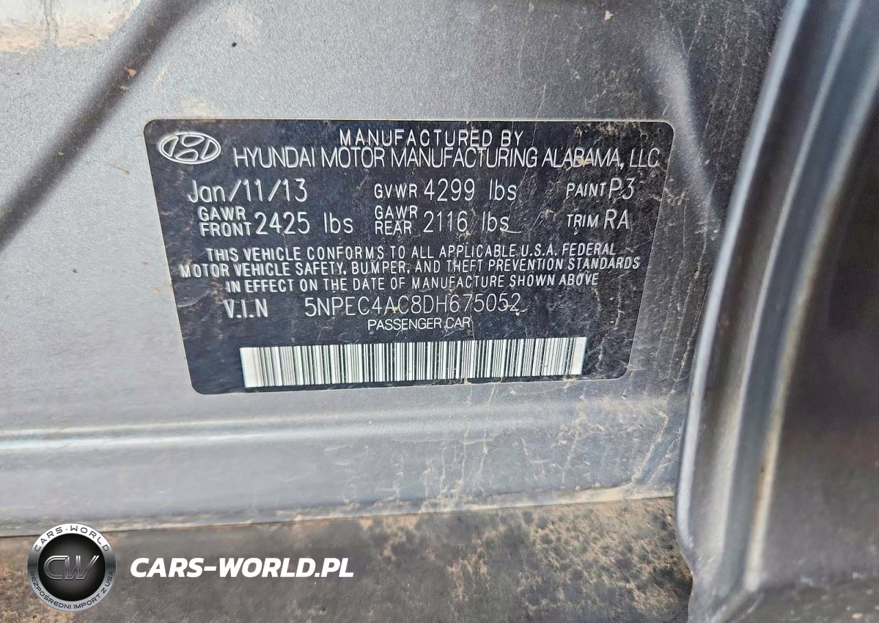 2013 Hyundai Sonata Limited VIN:5NPEC4AC8DH675052 - 12