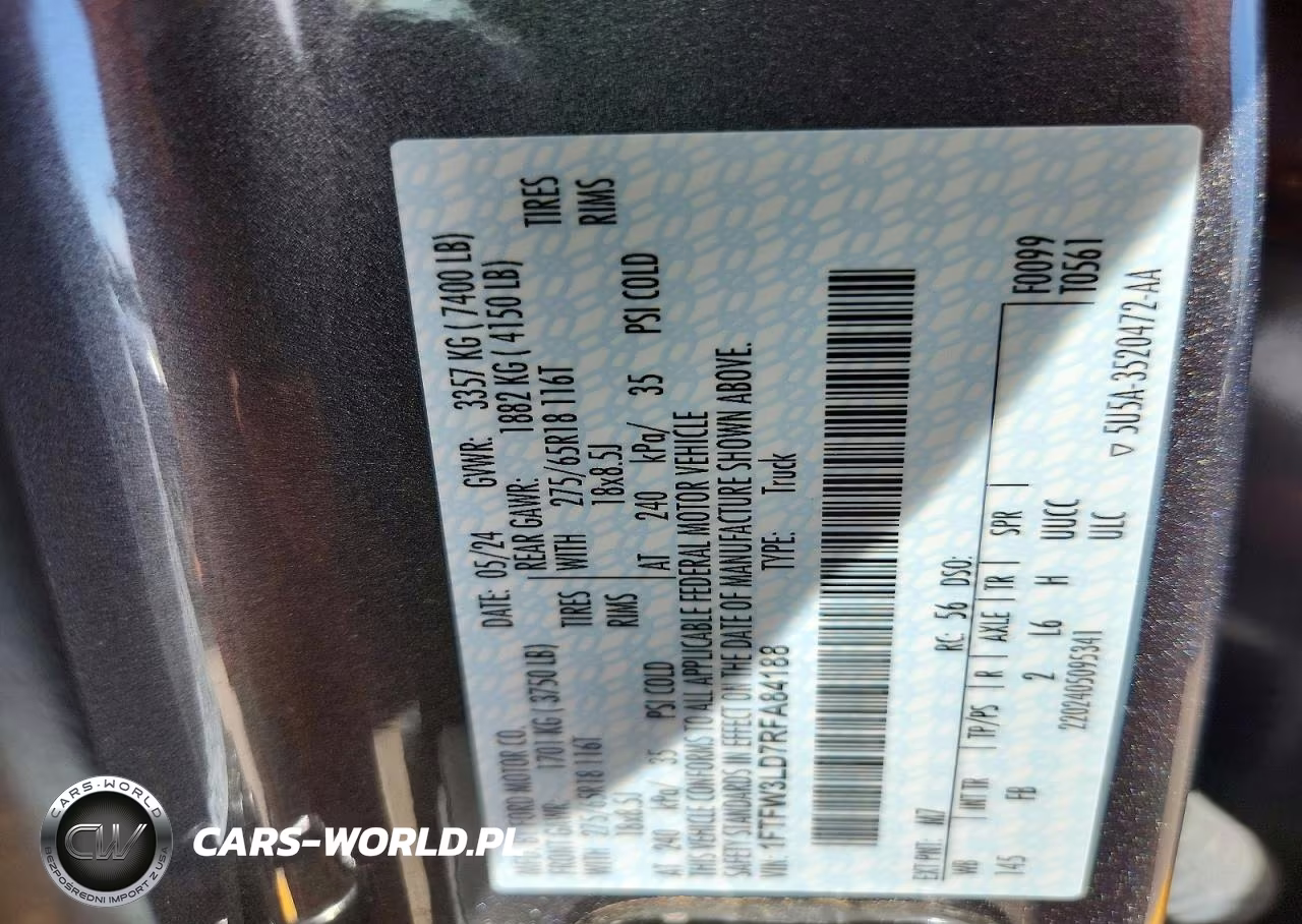 2024 Ford F150 Xlt VIN:1FTFW3LD7RFA84188 - 12