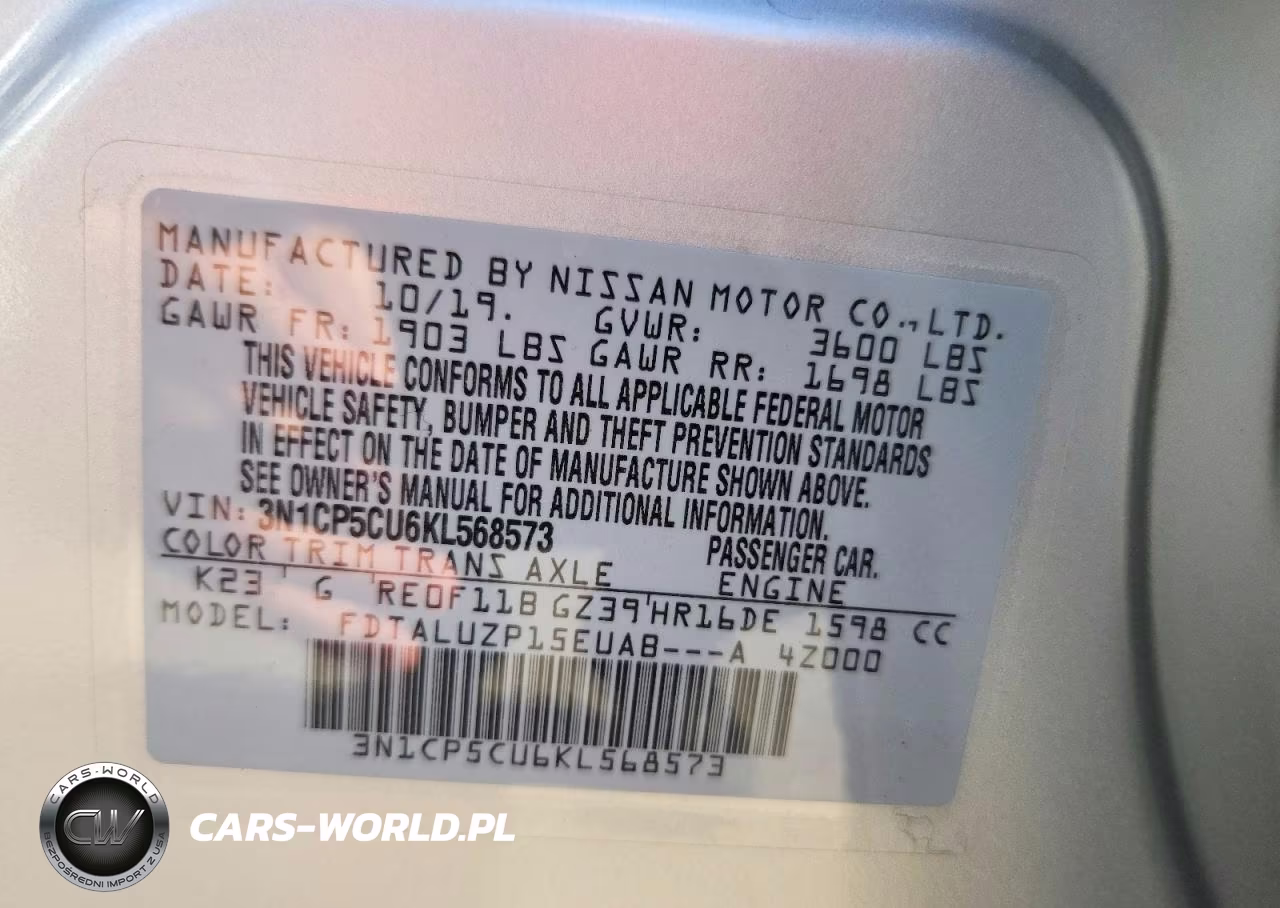 2019 Nissan Kicks Sr VIN:3N1CP5CU6KL568573 - 13