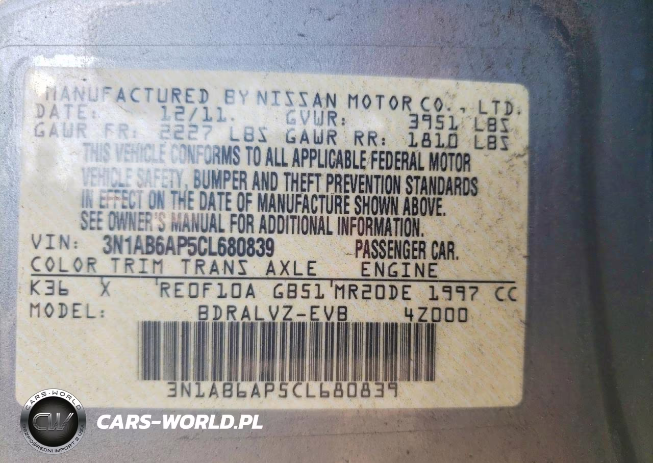 2012 Nissan Sentra 2.0 VIN:3N1AB6AP5CL680839 - 13