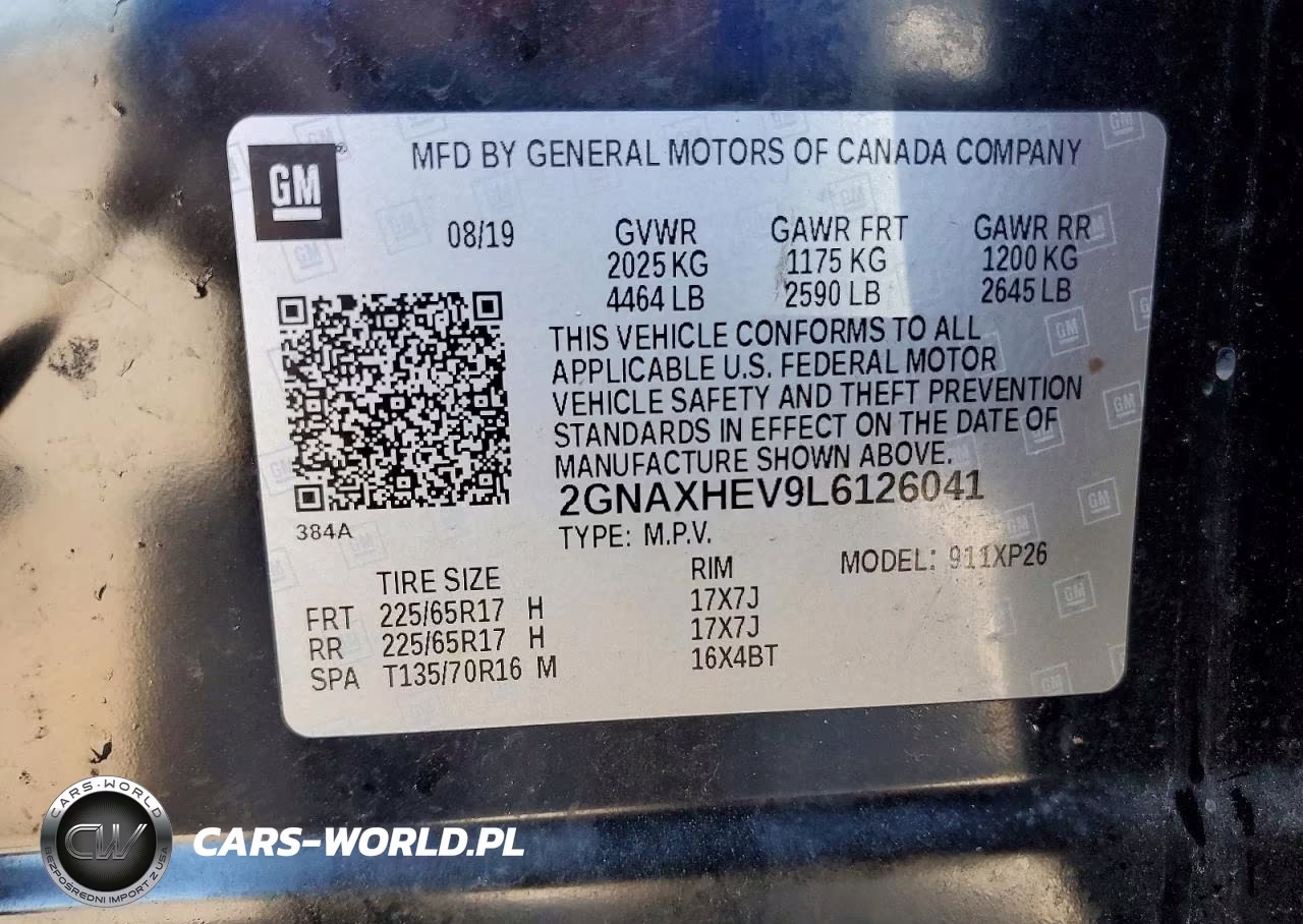 2020 Chevrolet Equinox Ls VIN:2GNAXHEV9L6126041 - 13