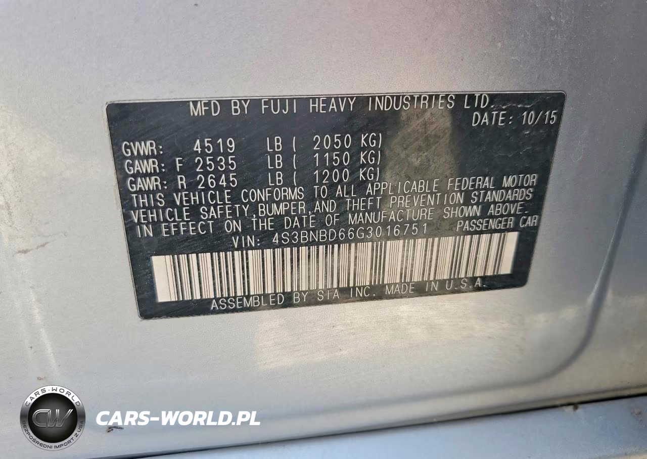 2016 Subaru Legacy 2.5I Premium VIN:4S3BNBD66G3016751 - 12